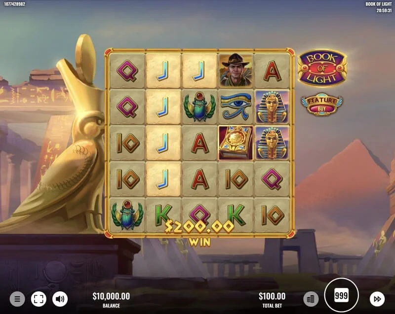 Book of Lights - Multiplier Wildを含む基本ゲームの勝利ライン